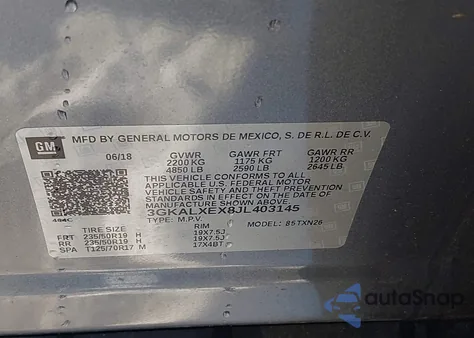 2018 GMC Terrain Denali z USA, uszkodzony, nr VIN 3GKALXEX8JL403145